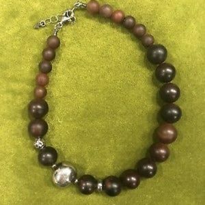 Silpada Necklace Sterling Silver Brown Agate Chunk